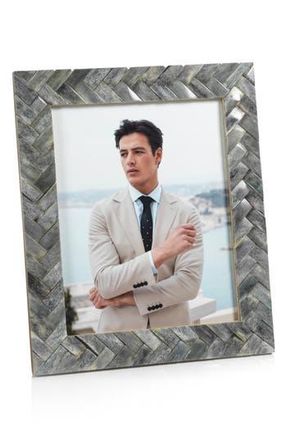 Zodax Bengkula Herringbone Bone Braid Photo Frame in Gray at Nordstrom Rack