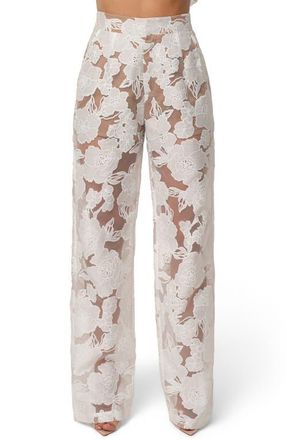JLUXLABEL Floral Organza Pants in Ivory at Nordstrom, Size Medium