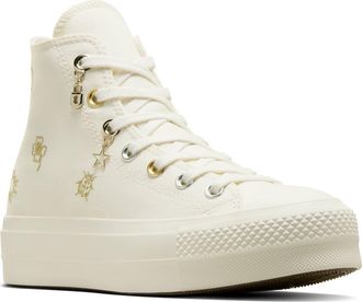 Converse Chuck Taylor All Star High Top Sneaker in Egret/Gold/Silver at Nordstrom Rack, Size 5.5
