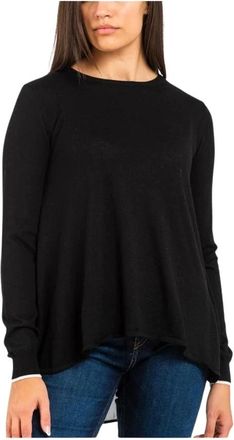 Gas Round-neck Knitwear, female, Black, Size: XS Viscose Long Sleeve T-Shirt