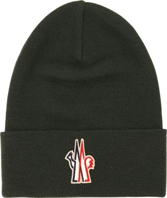 Moncler Groene Gebreide Muts Hoed - Heren - Hoeden - Groen - ONE Size - Wol - Accessoires