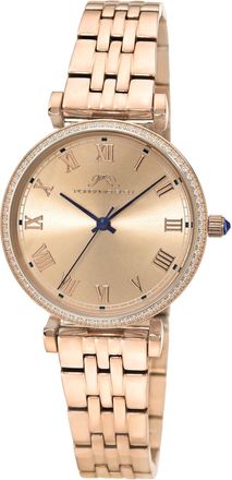 Porsamo Bleu Womens Emma Stainless Steel Rose Tone Sunray Dial Watch 1411CEMS
