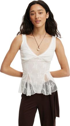 Cotton On Womens Elsie Babydoll Tank in White at Nordstrom, Size X-Small