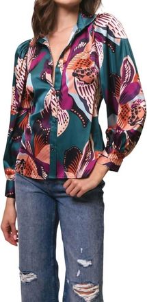 Hutch Kaylen Blouse In Teal Jungle Floral