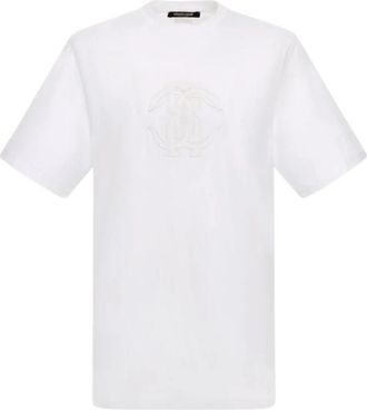 Roberto Cavalli Witte RC Logo T-shirt Gemaakt in Itali&euml; - Heren - T-shirts - Wit - S - Katoen - Tops