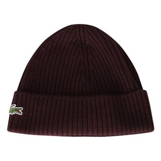 Lacoste Berretto in lana spazzolata a coste - - Accessories - Uomo - Rosso - ONE SIZE