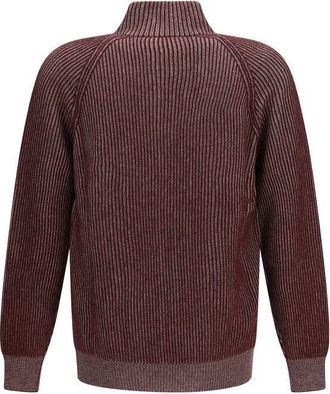 Brunello Cucinelli Cashmere Rib-Knit Cardigan - Burgundy