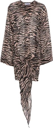 The Attico zebra-print shirt dress - women - Cotton - 42 - Neutrals