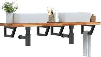 vidaXL Estante De Lavabo De Pared Acero Y Madera Maciza De Acacia Vidaxl