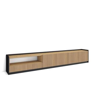 Skraut Home Mueble tv efecto madera roble y negro 310x37x50cm
