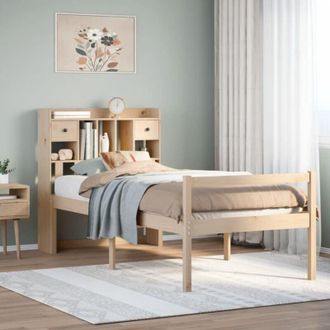 vidaXL Cama Con Estanter&iacute;a Sin Colch&oacute;n Madera Maciza De Pino 100x200cm Vidaxl