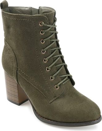 Journee Collection Baylor Boots Womens Green Suede Ankle Bootie LION397