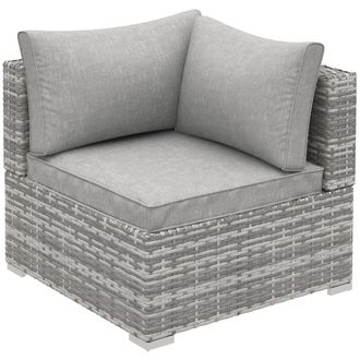 OUTSUNNY Rattan Corner Sofa Garden Rattan Furniture Single Sofa Chair Light Grey | TJ Hughes