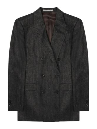 Tagliatore Jasmine Double-Breasted Black Wool-Blend Blazer