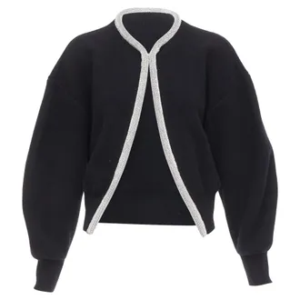 Alexander Wang wool cashmere blend crystal cord cropped cardigan