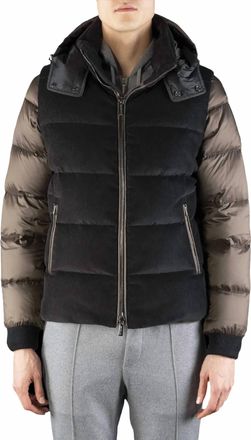 Moorer Mens Hooded Puffer Jacket In Nero