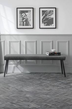 Julian Bowen Luxe Diamond Quilted Upholstered 2 Seater Backless Bench in Grey