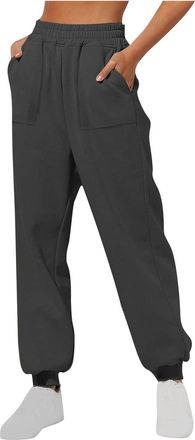 Generic Joggers for Women UK Women Fleece Plain Tracksuit Casual Tracksuit Bottoms Elastic Waist Drawstring Sports Trousers Tapered Leg Sweatpants with Pocket
