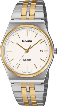 Casio Mens White Dial Two Tone Stainless Steel Wristwatch - MTP-B145SG-7AVDF