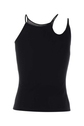 Alexander McQueen Womens Black Mesh Tank Top Exterior: Viscose Maglie Sweater