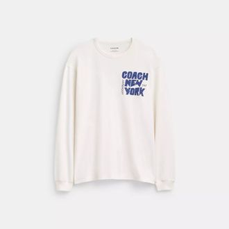 Coach New York Graphic Long Sleeve T-Shirt In Organic Cotton