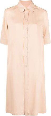 Jil Sander short-sleeve midi shirtdress - women - Viscose - 34 - Neutrals