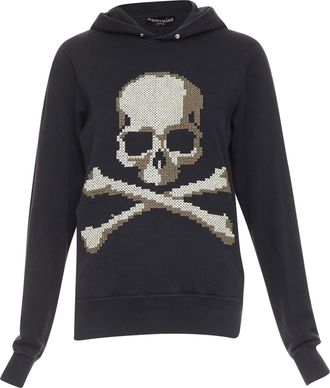 Mastermind Japan black cotton beige needlepoint embroidered skull hoodie JP3 L