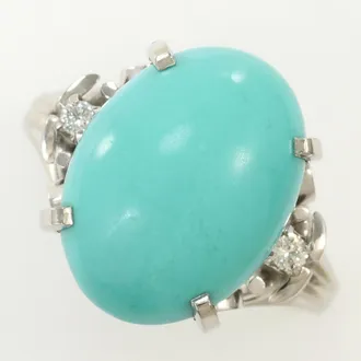 C&A Platinum Turquoise Platinum 900 Band Ring (Pre-Owned)