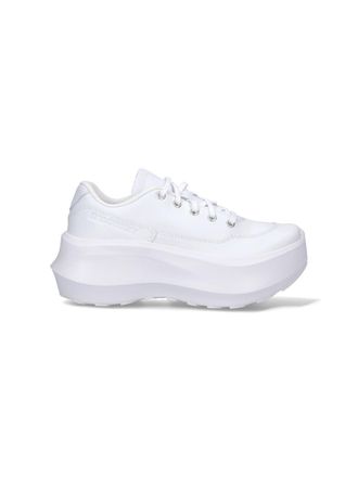 Comme Des Gar&ccedil;ons Round Toe White Calf Leather Sneakers