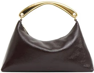 Mansur Gavriel Rhea Metal Handle Naplak Leather Handbag in Aubergine at Nordstrom