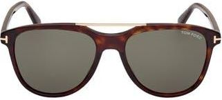 Tom Ford Damian 54mm Pilot Sunglasses in Shiny Dark Havana /Smoke at Nordstrom Rack