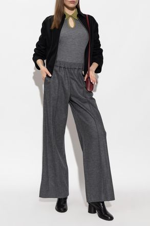 Jil Sander Wool Trousers With Stitched Seams On The Legs, Womens, Grey