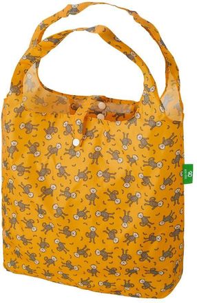 Eco Chic Lightweight Foldable Reusable Shopping Bag Water Resistant Tote Bag (Monkeys Mustard)