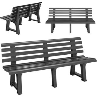 Deuba Panca da giardino Orchidea 145 cm plastica 3 posti panchina cassapanca Antracite - Casaria