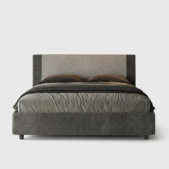 Itamoby Cama Doble 160x190 Con Contenedor De Tela Rosal Norris Labirinto - Gris Oscuro