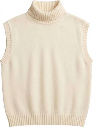 Pinch Design Womens Oversized Knit Turtleneck Vest Top In Cream