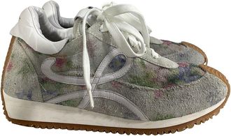 Loewe Womens Suede Flow Floral Printed Runner Sneaker (Authentic Pre-Loved)