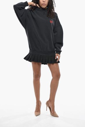Balenciaga Mini Fleece Dress with Collar and Pleated Skirt Balenciaga