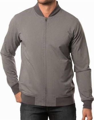 Travis Mathew Asheville Jacket In Heather Gray Pinstripe
