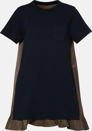 sacai Abito corto in jersey e twill