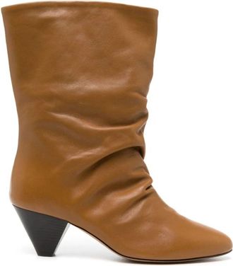 Isabel Marant Reachi Laarsjes met Hak - Dames - Laarzen met Hak - Bruin - 36 EU - Leer - Schoenen