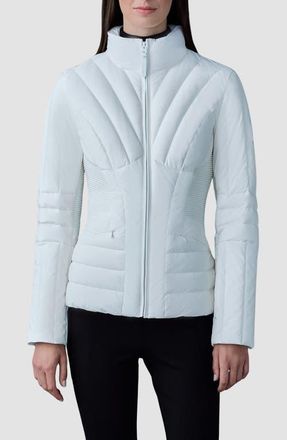 Mackage Alma Smocked Panel Down Jacket in White at Nordstrom, Size Large