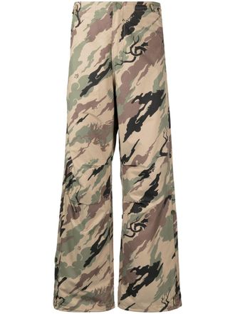 maharishi Bonsai Forest-print trousers - Brown