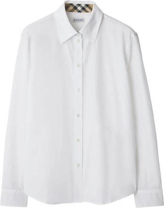 Burberry Check Detailed Cotton Poplin Shirt Clothing