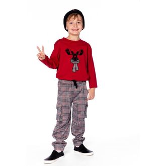 Deux par Deux Jersey T-Shirt with Moose in Cherry Red at Nordstrom, Size 24M