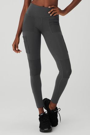 Alo | High-Waist Cargo Legging in Anthracite Grey, Size: 2XS