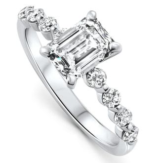 Pompeii3 Certified 2 1/3Ct Emerald Cut Diamond Engagement Ring 14k Gold Lab Grown
