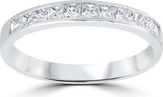 Pompeii3 3/8ct Princess Cut Diamond Wedding Anniversary Ring 14K White Gold