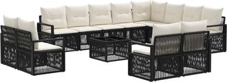 vidaXL Conjunto De Sof&aacute;s De Jard&iacute;n 13 Uds. Negro Rat&aacute;n Sint&eacute;tico Vidaxl