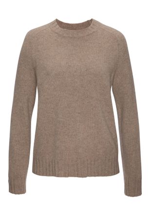 Lascana Kaschmirpullover LASCANA, Damen, Gr. 32/34, beige (sand meliert), Strick, Obermaterial: 100% Kaschmir, meliert, figurumspielend h&uuml;ftlang, Rundhals, Ri